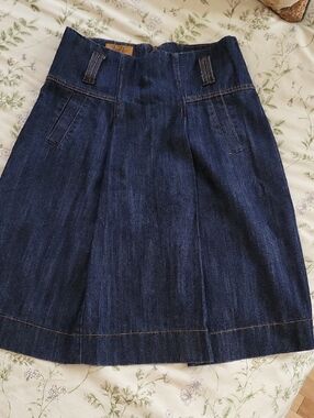 Midi Dark Blue Denim Skirt